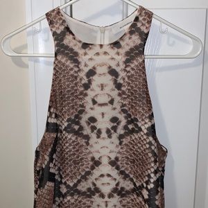 Olivaceous snakeskin high neck dress